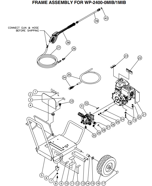 MITM WP-2400 pressure washer parts and manual